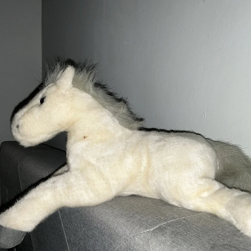 2006 BREYER Plush Cream Plush Horse with Gray Mane Laying Down  Stuffed Toy